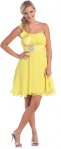 Lovely One Shoulder Style yellow Chiffon A-line Sweetheart Gorgeous Short Length Cocktail Dresses/ Homecoming Dresses/Party Dres