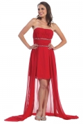 Red Strapless straight Chiffon A-line Short cocktail dress/ homecoming dresses