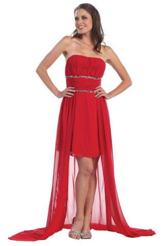 Red Strapless straight Chiffon A-line Short cocktail dress/ homecoming dresses