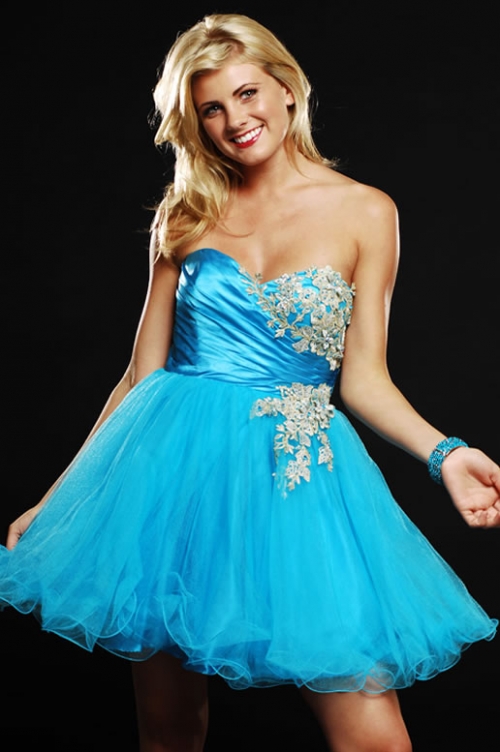 elegant Strapless Sweetheart Organza A-line Short cocktail dress/ homecoming dresses