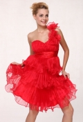Red Sweetheart Organza A-line Strapless Short cocktail dress/ homecoming dresses