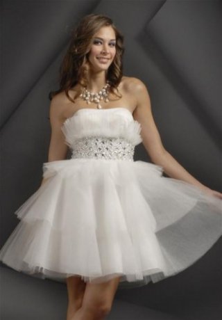 Fashion Style White Organza A-line Slight Sweetheart With Gorgeous Beaded Detail at Waist Sleeveless Short Length Cocktail Dress