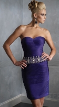 Elegant Purple Short empire waist Strapless Mermaid Design Evening Party dress at wholesale price