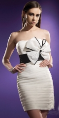 Lovely Simple fashion Style Short pleated bowknot white Design Evening Party dress With Flower