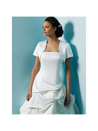Short Sleeves Satin Bridal Jacket/Wedding Wrap (w0006)