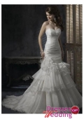 Organza Strapless Sleeveless Sweetheart Trumpet/Mermaid A-line Chapel Train Wedding Dress