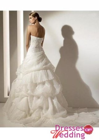 Strapless Neckilne with Rouched Bodice and A line Asymmetrical Skirt in Chapel Train Designs Top Seller 2010 New Wedding