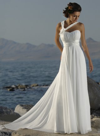 Shoulder Strap Slim line Chiffon Wedding Dresses (yz0274)