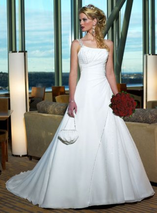 Single Cap Sleeve Tulle Satin A-line Wedding Dresses (yz0272)
