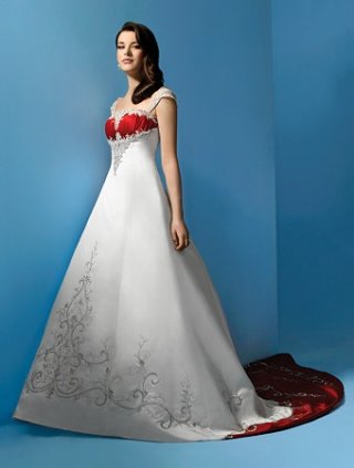 A line Cap sleeve Semi-Cathedral Train Wedding Dress (yz0316)