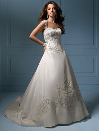 A line Cap-sleeve Semi-Cathedral Wedding Dress (yz0309)
