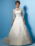 A-line strapless Semi-Cathedral Train Satin Wedding Dresses (yz0293)