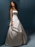 A-line Strapless Semi-Cathedral Train Satin Wedding Dresses (yz0329)