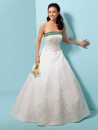 A-line strapless Semi-Cathedral Train Wedding Dresses (yz0296)