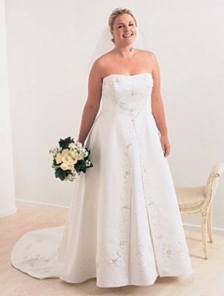 Princess Strapless Semi-cathedral Train Satin Wedding Dresses (yz0336)