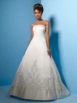 A-line Strapless Semi-Cathedral Train Wedding Dresses (yz0304)
