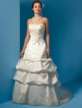 A-line Strapless Semi-Cathedral Train Wedding Dresses (yz0306)