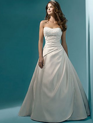 A-line Strapless Semi-Cathedral Train Wedding Dresses (yz0332)