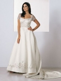 A-line Cap Sleeves Chapel Train Satin Wedding Dresses (yz0340)