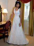 A-line Scoop Neck Chapel Train Lace Wedding Dresses (yz0353)