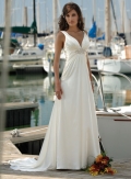 Slim A-line Deep V-neckline Chiffon Wedding Dresses (yz0365)