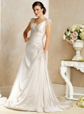Slim A-line Sweetheart Satin Lace Wedding Dresses (yz0363)