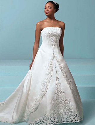 A line StraplessSemi-Cathedral Train Wedding Dress (yz0415)