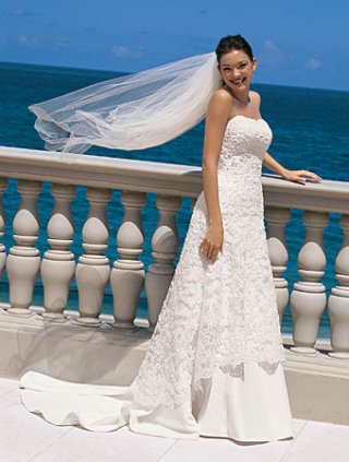 A line Strapless Chapel Train Wedding Dress (yz0409)