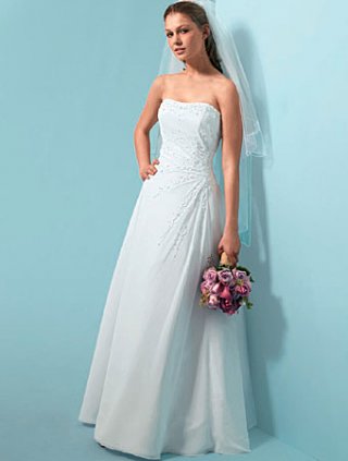 A line Strapless Floor Length Weddding Dress (yz0414)
