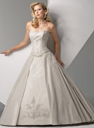 A-line Strapless Ballgown Satin Wedding Dresses (yz0450)