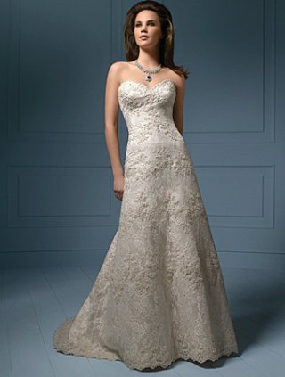 A line Sweetheart Strapless GownChapel Train Wedding Dress (yz0400)