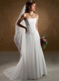 A-line Strapless Chapel Train Chiffon Wedding Dresses (yz0454)