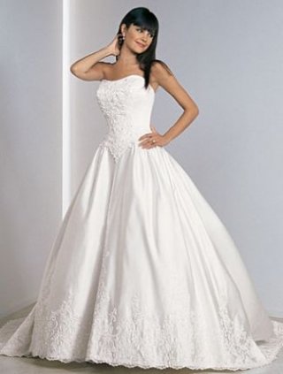 A-line Strapless Ballgown Satin Wedding Dresses (yz0446)