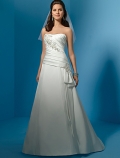 A-line Strapless Chapel Train Lace Satin Wedding Dresses (yz0472)