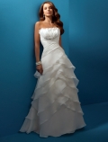 A-line strapless Chapel Train Satin Wedding Dresses (yz0369)