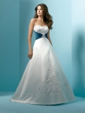 A-line strapless Chapel Train Satin Wedding Dresses (yz0375)