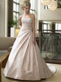A-line Strapless Chapel Train Satin Wedding Dresses (yz0502)