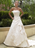 A-line Strapless Chapel Train Satin Wedding Dresses (yz0512)