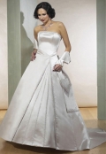 A-line Strapless Chapel Train Satin Wedding Dresses (SP0097)