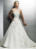 A-line Strapless Chapel Train Satin Wedding Dresses (SP0070)