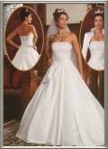A-line Strapless Chapel Train Satin Wedding Dresses (SP0079)