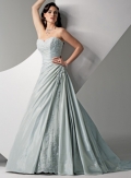 A-line Strapless Chapel Train Satin Wedding Dresses (SP0062)