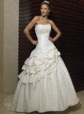 A-line Strapless Pick-up Satin Wedding Dresses (SK0152)