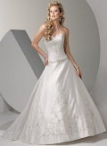 A-line Strapless Chapel Train Satin Wedding Dresses (SP0060)