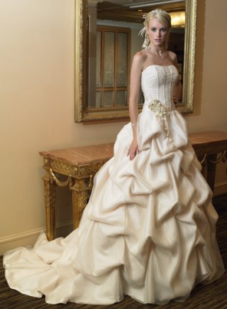 A-line Strapless Pick-up Taffeta Wedding Dresses (SK0151)