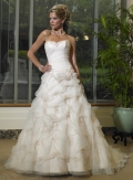 A-line Strapless Pick-up Tulle Wedding Dresses (SK0149)