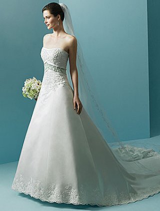 A-line strapless Semi-Cathedral Train Wedding Dresses (yz0374)