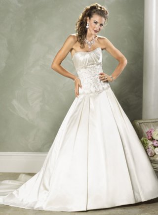 A-line Strapless Satin Wedding Dresses (SK0138)