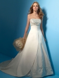 A-line Strapless Semi-Cathedral Satin Wedding Dresses (SK0128)