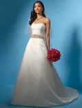 A-line strapless Semi-Cathedral Train Satin Wedding Dresses (yz0373)